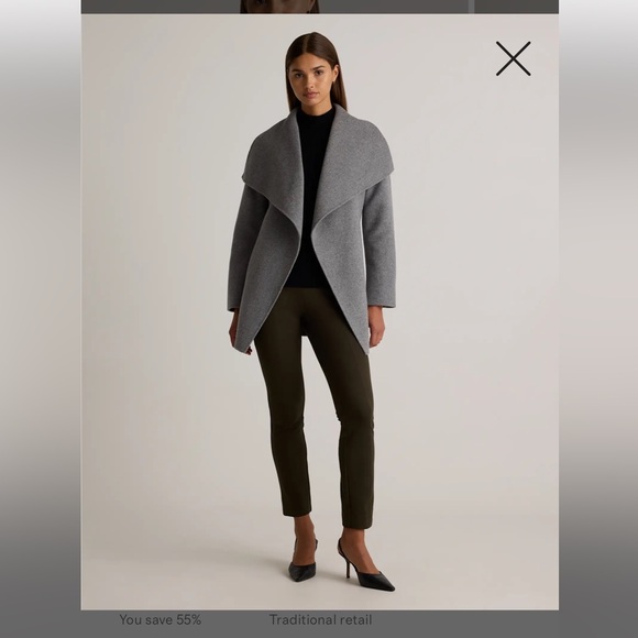 Quince Double-faced Merino Wool Draped Collar Short Wrap Coat, NWT, S - Picture 2 of 15